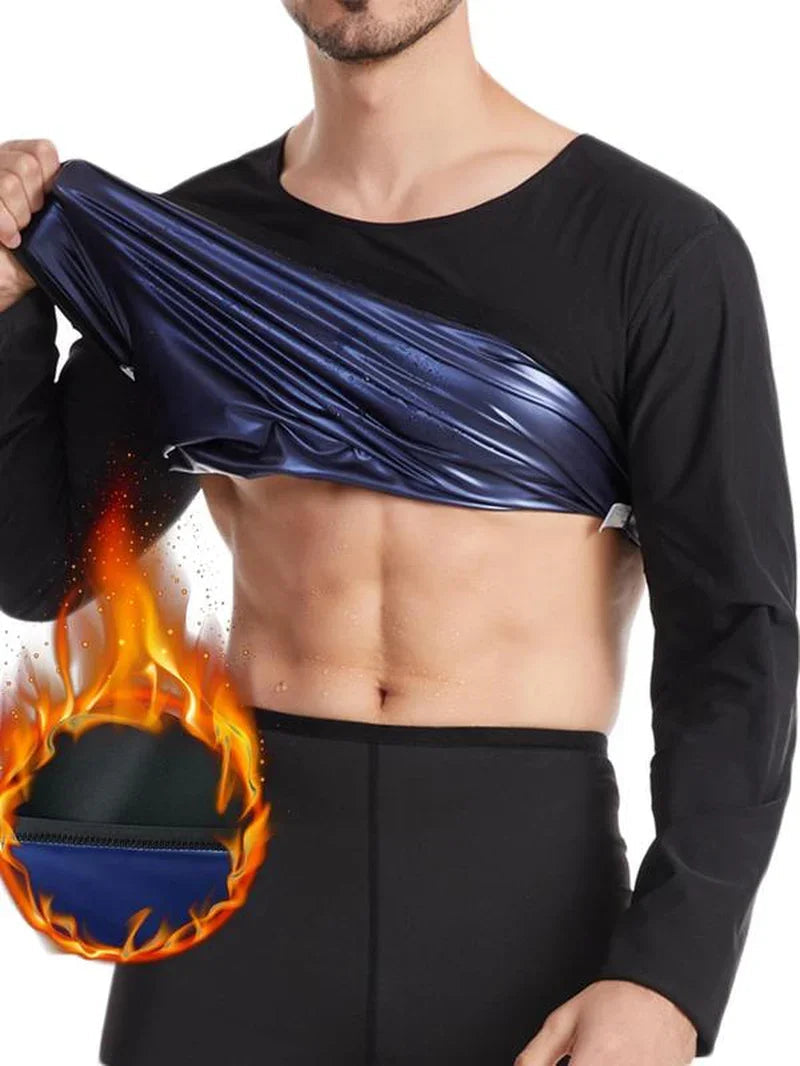 Haut de compression d'entraînement en néoprène à manches longues effet sauna