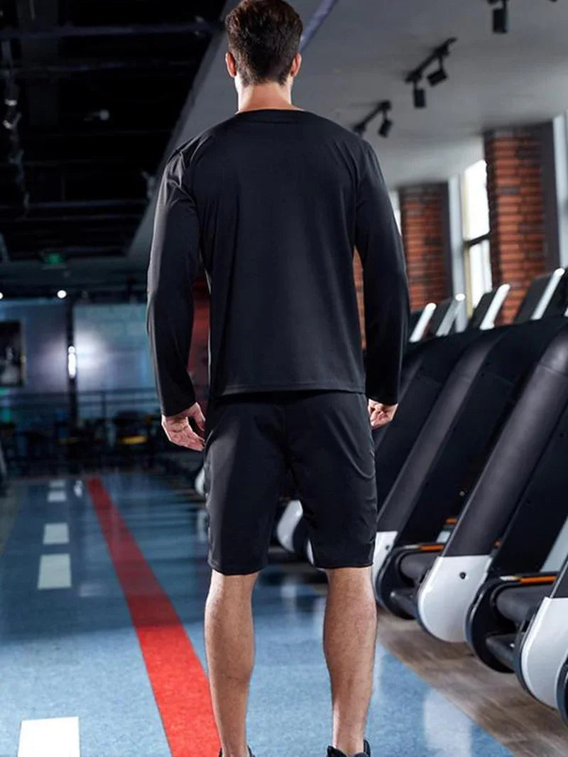 Haut de compression d'entraînement en néoprène à manches longues effet sauna