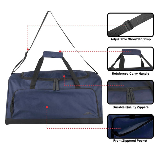 Sac de voyage/sport de 55 litres (24 pouces) pour hommes, femmes, adolescents, gym, voyage et loisirs, bleu marine