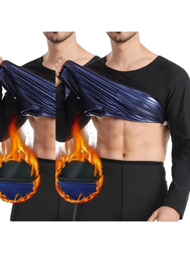 Haut de compression d'entraînement en néoprène à manches longues effet sauna