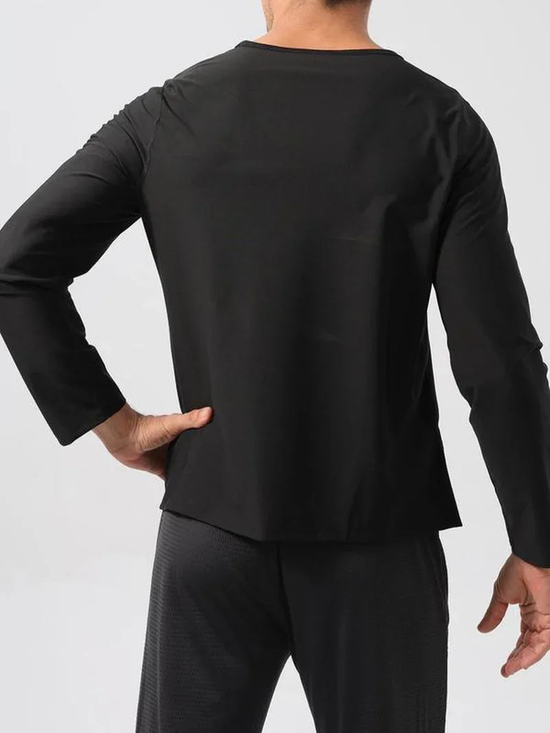 Haut de compression d'entraînement en néoprène à manches longues effet sauna