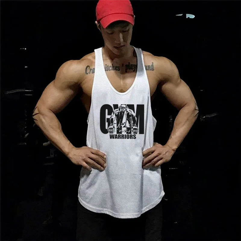 Débardeur de sport pour homme, vêtement de fitness, musculation, course, maillot de corps en maille, sans manches