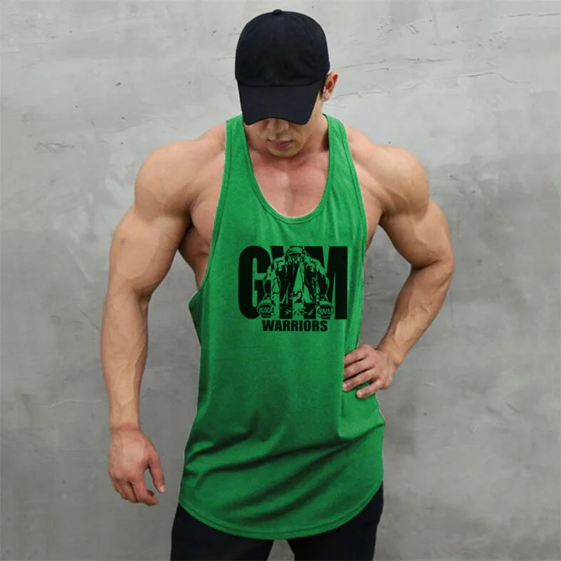 Débardeur de sport pour homme, vêtement de fitness, musculation, course, maillot de corps en maille, sans manches