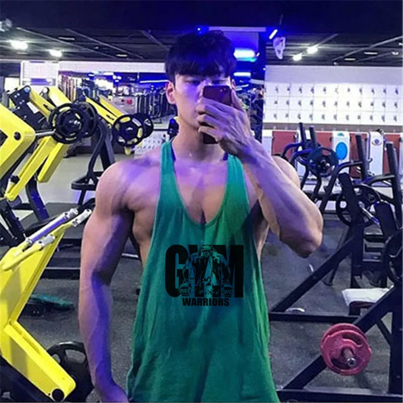 Débardeur de sport pour homme, vêtement de fitness, musculation, course, maillot de corps en maille, sans manches