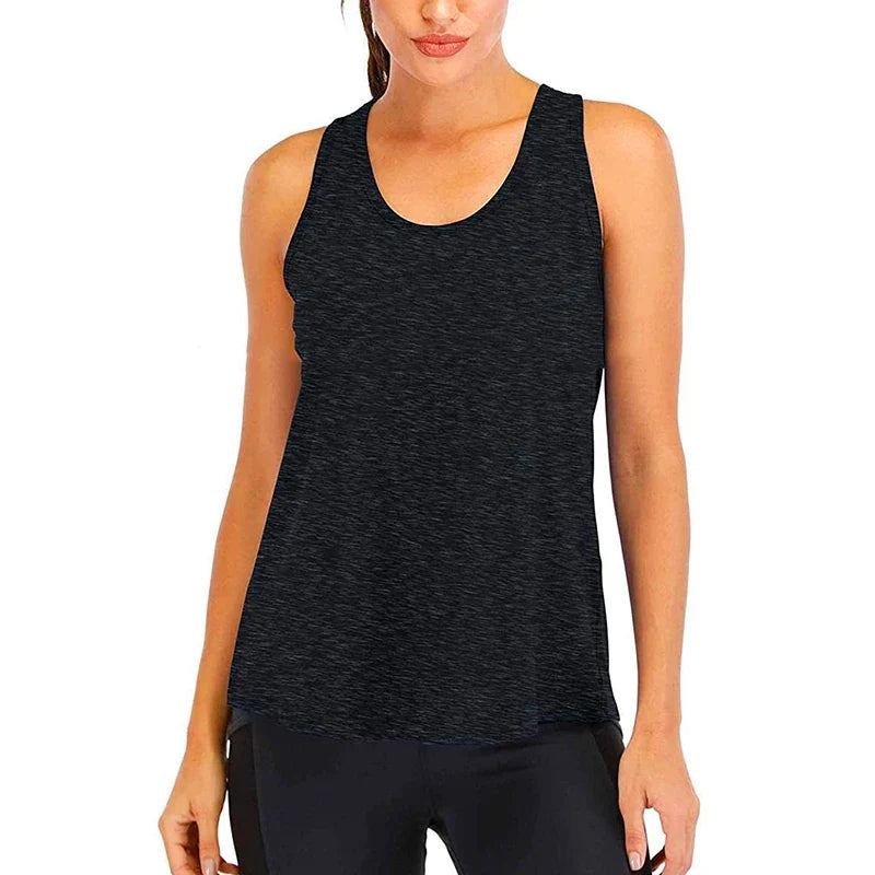 T-shirt de yoga femme, nouveau style, décontracté, hauts de fitness, débardeur femme, t-shirt de sport sans manches, séchage rapide, blouse d'entraînement de course à pied pour la gym
