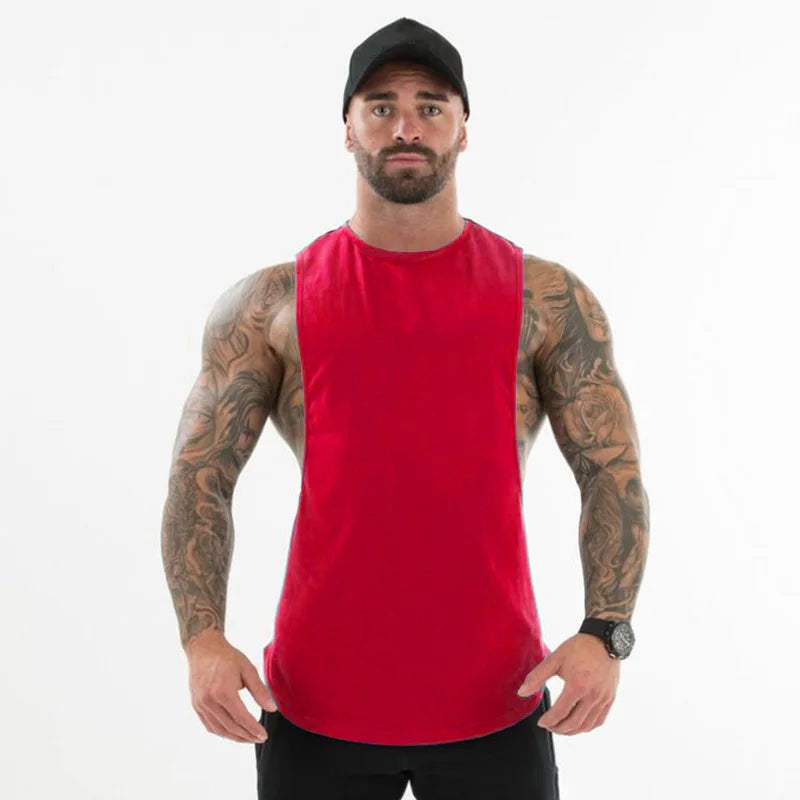 Débardeur de musculation coupe fluide pour homme, t-shirt de sport avec emmanchures basses, débardeur d'entraînement sans manches