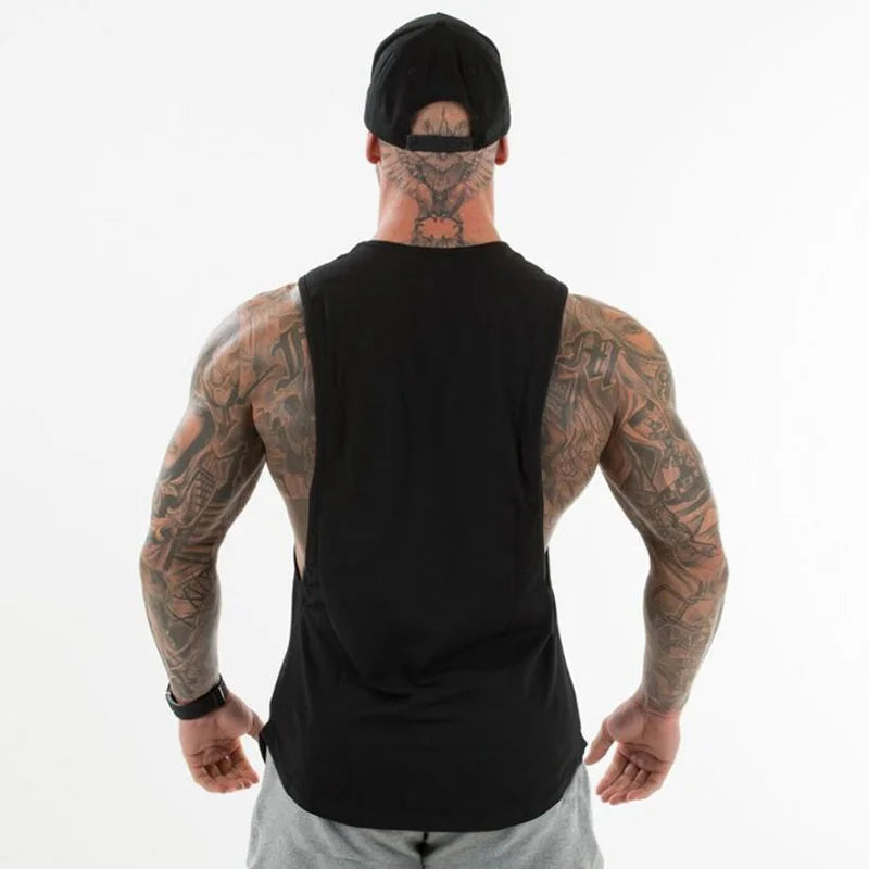 Débardeur de musculation coupe fluide pour homme, t-shirt de sport avec emmanchures basses, débardeur d'entraînement sans manches
