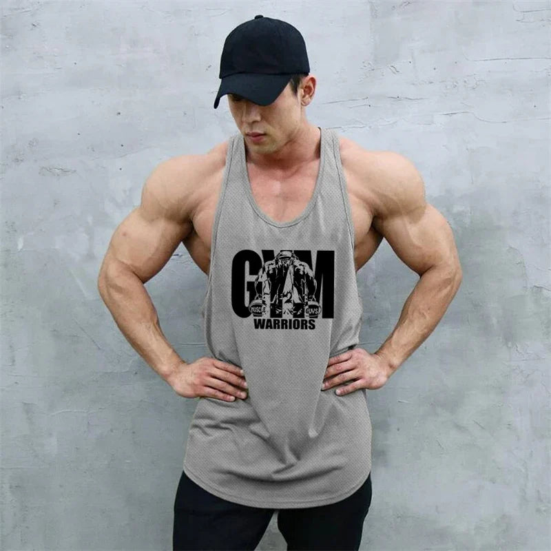 Débardeur de sport pour homme, vêtement de fitness, musculation, course, maillot de corps en maille, sans manches