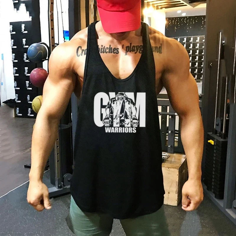 Débardeur de sport pour homme, vêtement de fitness, musculation, course, maillot de corps en maille, sans manches