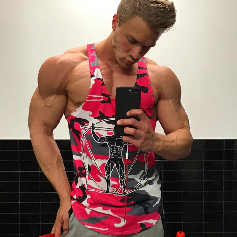 Débardeurs de Musculation Homme Camouflage Gilet sans Manches Gym Fitness Entraînement Maillot de Corps Séchage Rapide Vêtement d'Entraînement