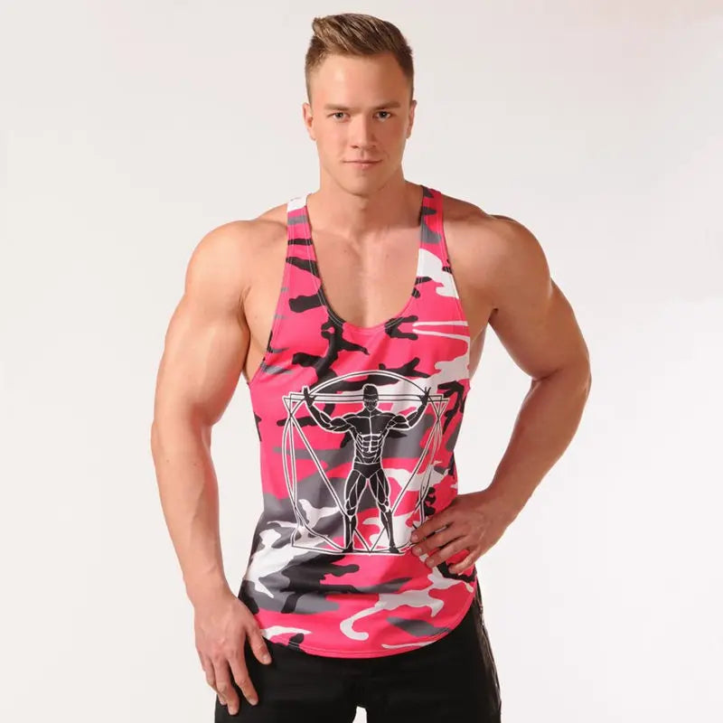 Débardeurs de Musculation Homme Camouflage Gilet sans Manches Gym Fitness Entraînement Maillot de Corps Séchage Rapide Vêtement d'Entraînement