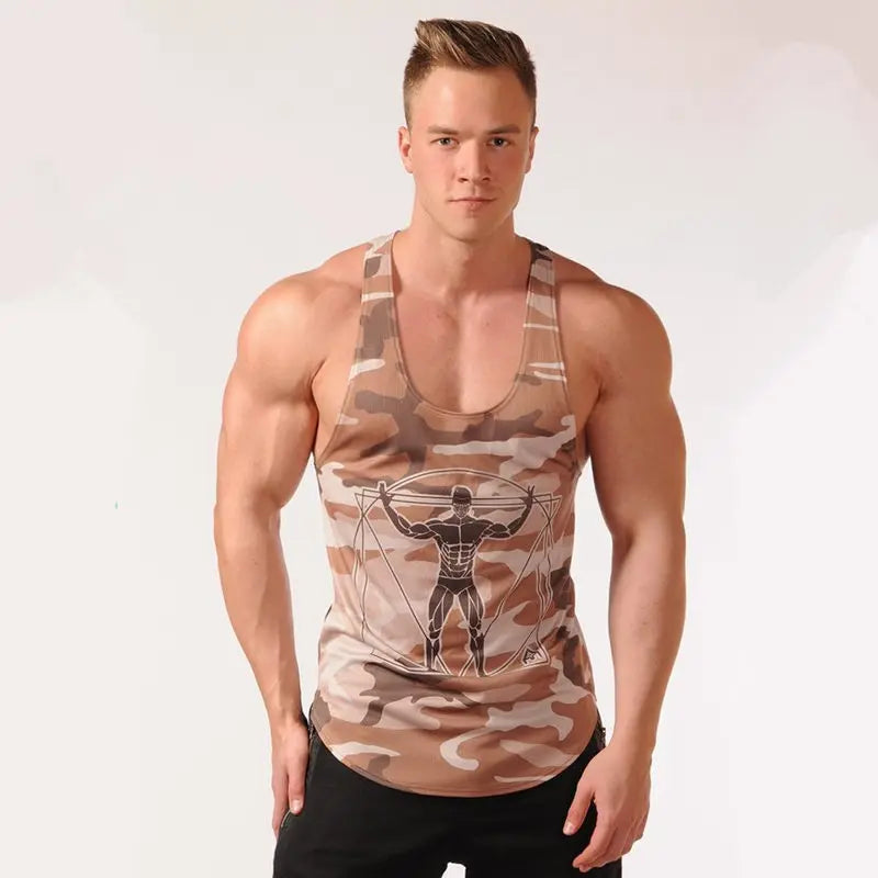 Débardeurs de Musculation Homme Camouflage Gilet sans Manches Gym Fitness Entraînement Maillot de Corps Séchage Rapide Vêtement d'Entraînement