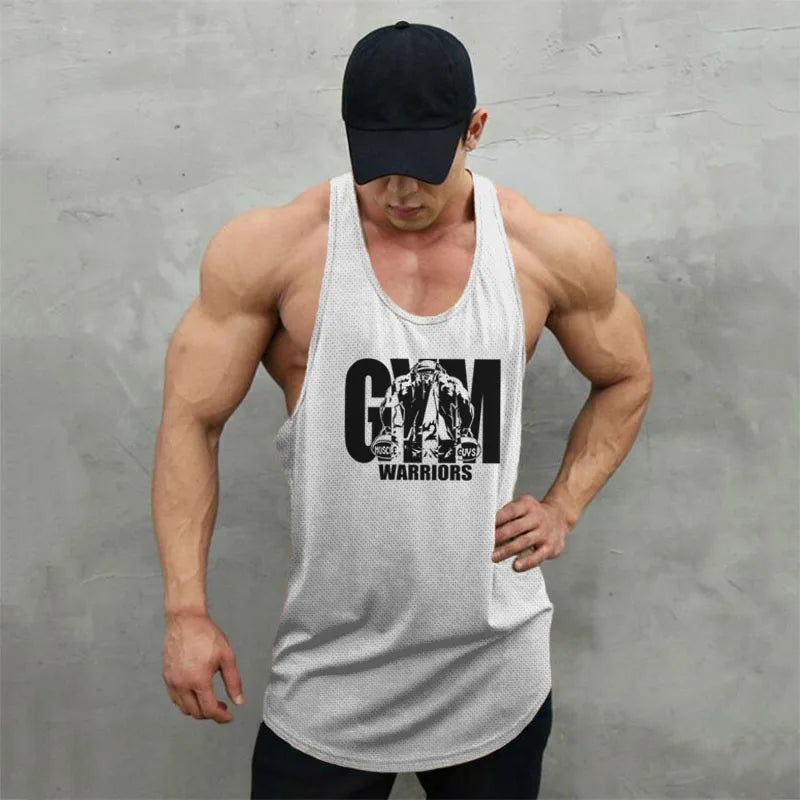 Débardeur de sport pour homme, vêtement de fitness, musculation, course, maillot de corps en maille, sans manches