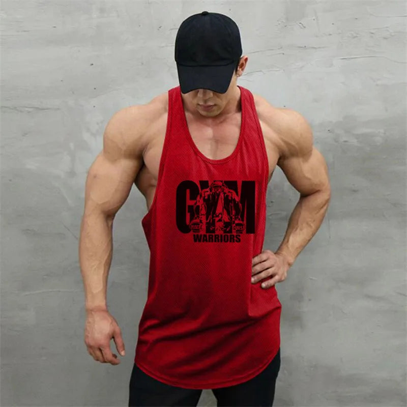 Débardeur de sport pour homme, vêtement de fitness, musculation, course, maillot de corps en maille, sans manches