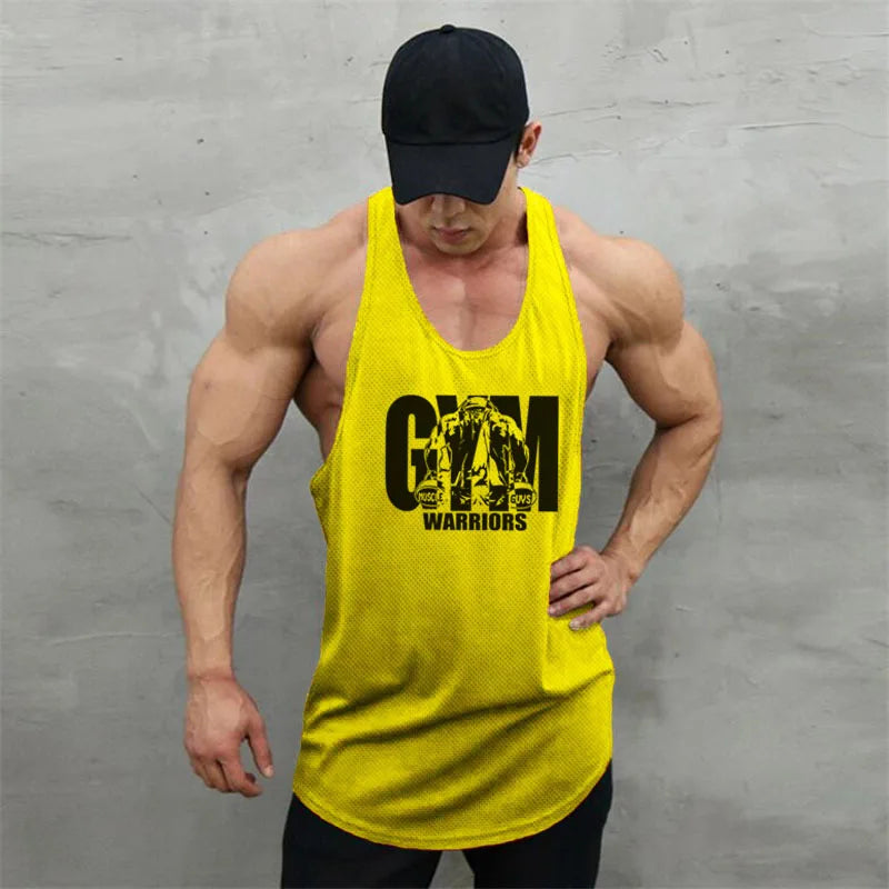 Débardeur de sport pour homme, vêtement de fitness, musculation, course, maillot de corps en maille, sans manches