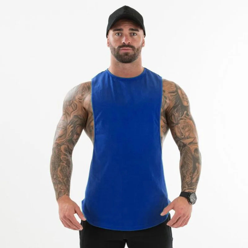 Débardeur de musculation coupe fluide pour homme, t-shirt de sport avec emmanchures basses, débardeur d'entraînement sans manches