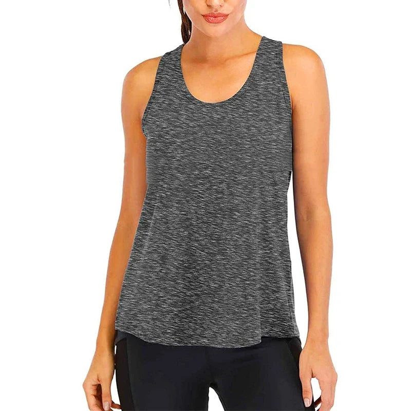 T-shirt de yoga femme, nouveau style, décontracté, hauts de fitness, débardeur femme, t-shirt de sport sans manches, séchage rapide, blouse d'entraînement de course à pied pour la gym