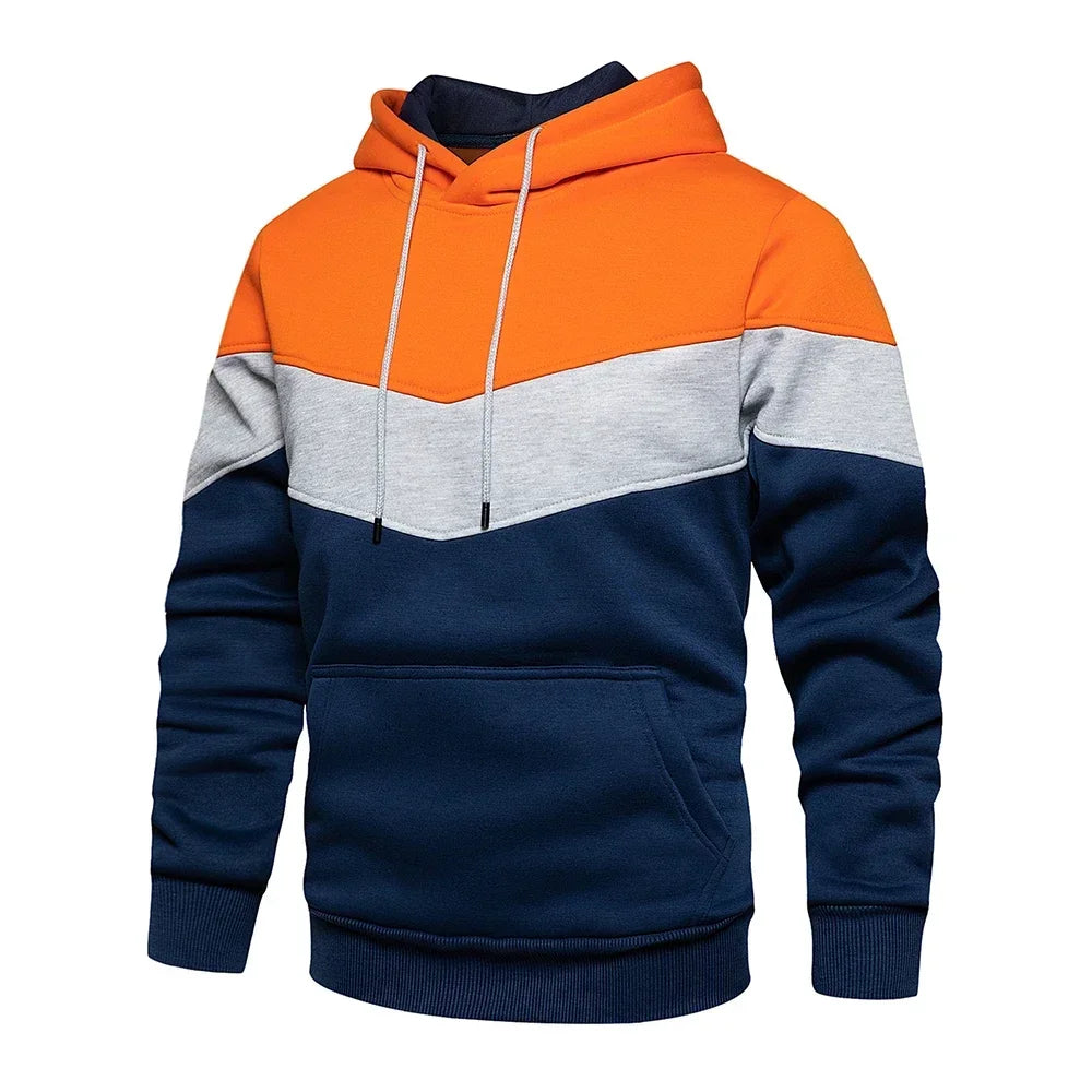 Sweat à capuche patchwork pour homme Vêtements à capuche décontractés amples en polaire chauds Streetwear Mode masculine Vêtements de sport d'automne et d'hiver