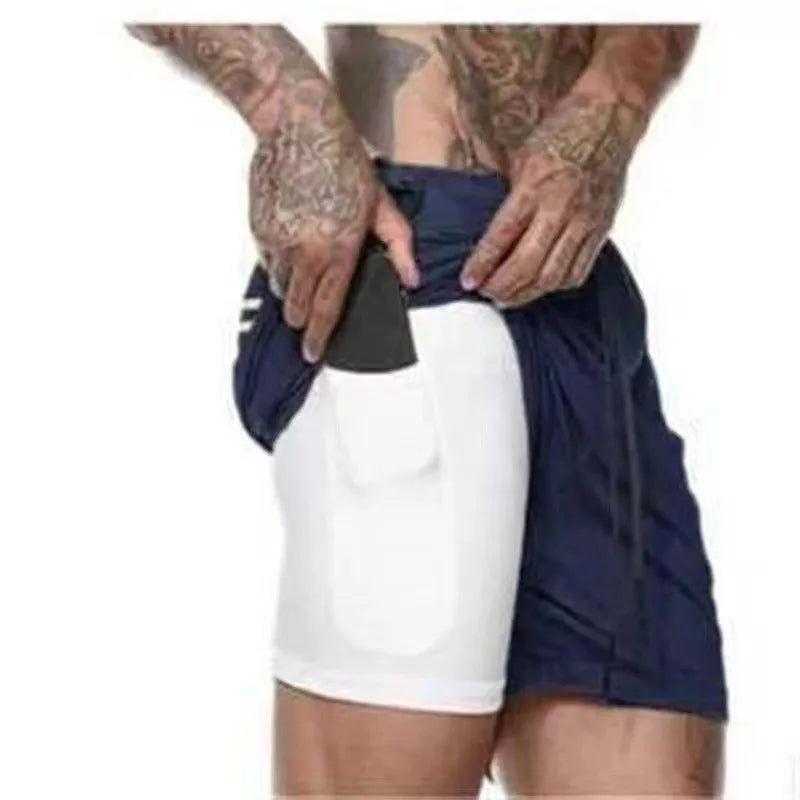 Short de sport pour homme, respirant, à double épaisseur 2 en 1, séchage rapide, pour la gym, le jogging, l'entraînement, coupe ajustée
