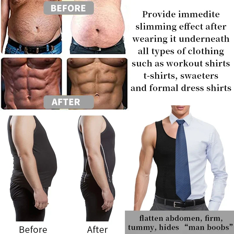 Gilet de Corps Amincissant Homme Débardeur Musculation Débardeurs Ventre Plat Maillots de Corps Débardeur Gainant Sous-vêtement Thermique Compression