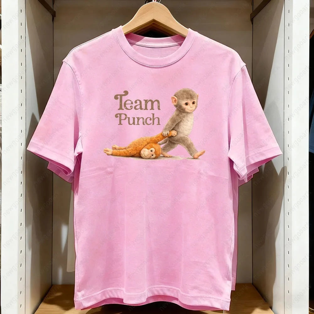 T-shirt imprimé Team Punch Monkey pour hommes et femmes, en coton pur, vêtements d'été, Harajuku, mode, manches courtes, unisexe