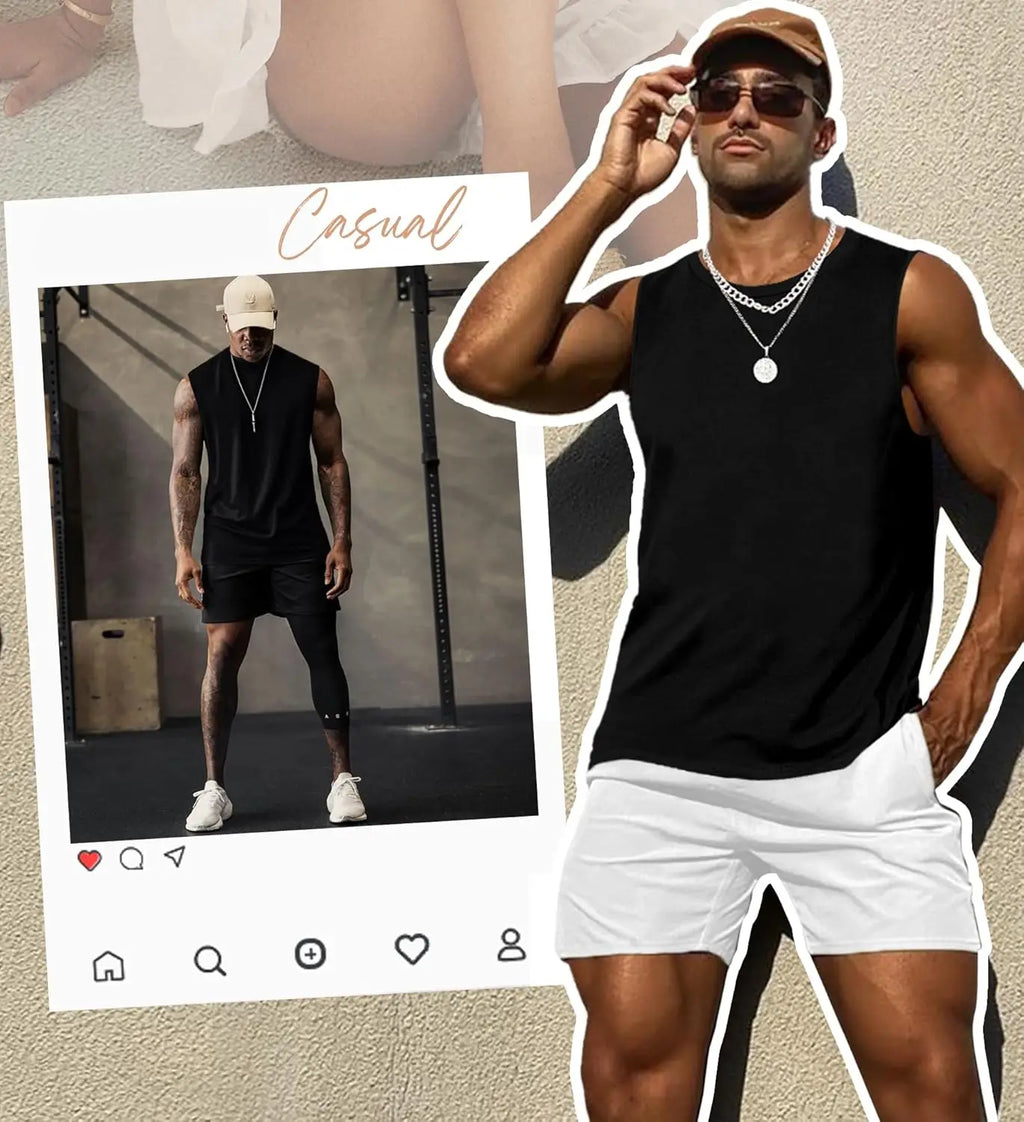 Débardeurs pour hommes, t-shirts d'entraînement sans manches, couleur unie, séchage rapide en polyester pour hommes, débardeurs de plage et t-shirts de sport d'été