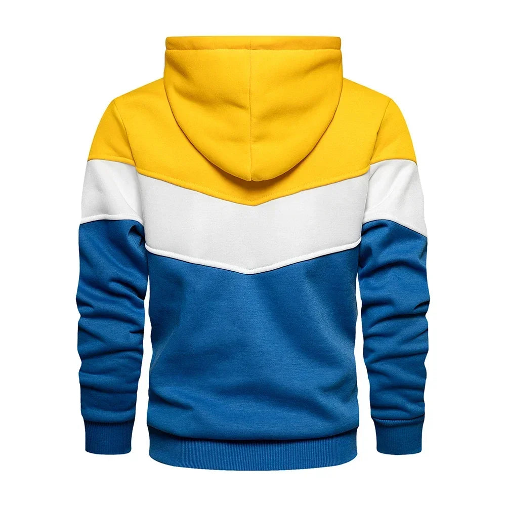 Sweat à capuche patchwork pour homme Vêtements à capuche décontractés amples en polaire chauds Streetwear Mode masculine Vêtements de sport d'automne et d'hiver