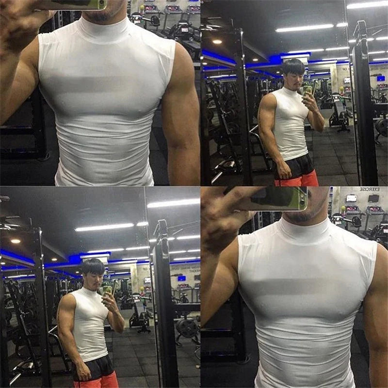 Débardeurs de compression de sport sans manches pour hommes, haut de musculation moulant, vêtements de fitness, gilets de sport pour hommes, débardeurs de musculation