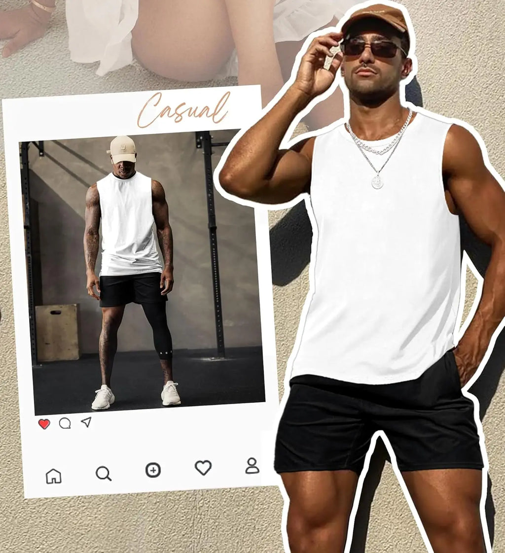 Débardeurs pour hommes, t-shirts d'entraînement sans manches, couleur unie, séchage rapide en polyester pour hommes, débardeurs de plage et t-shirts de sport d'été