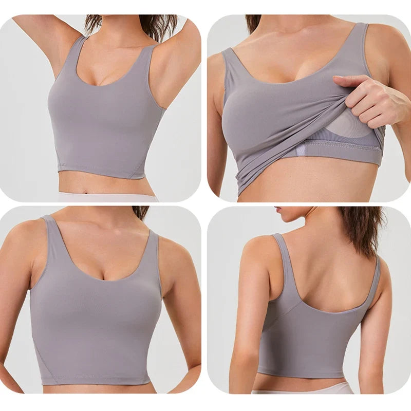 Débardeur de yoga pour femmes, hauts de Pilates, vêtements de sport, course, gym, jolis vêtements d'entraînement, soutiens-gorge de sport, débardeur féminin.