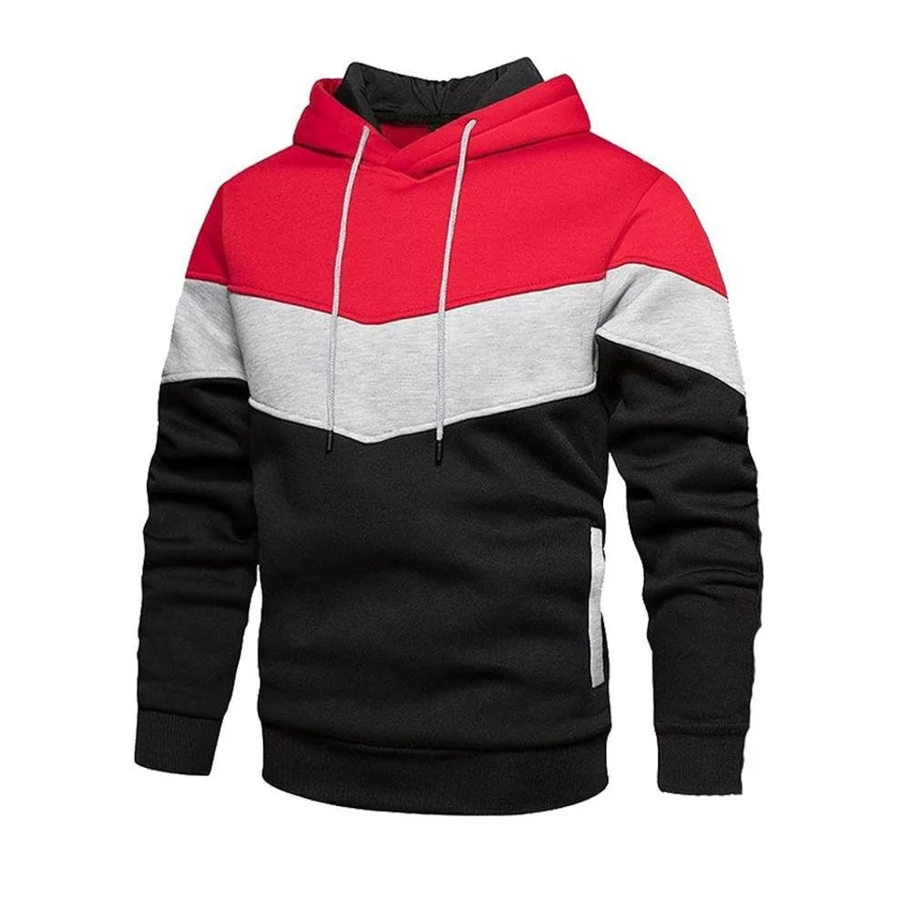 Sweat-shirt à capuche patchwork pour homme, pulls décontractés amples en molleton chaud, streetwear masculin, mode automne hiver, vêtements de sport d'extérieur
