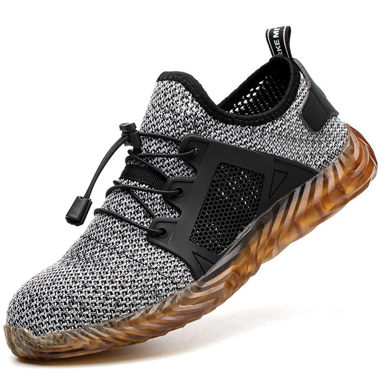Chaussures de travail en maille pour hommes Baskets légères à embout en acier Bottes de travail indestructibles Chaussures de sécurité respirantes Bottes de travail de construction Chaussures