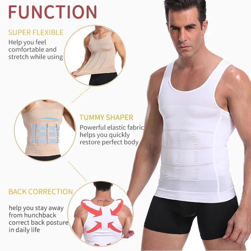 Gilet de Corps Amincissant Homme Débardeur Musculation Débardeurs Ventre Plat Maillots de Corps Débardeur Gainant Sous-vêtement Thermique Compression