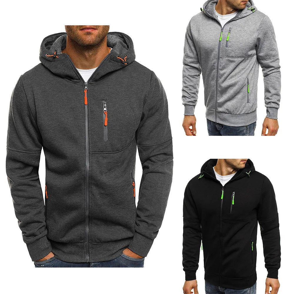 Hoodies Hommes Sweat-shirt à Manches Longues à Fermeture Éclair Sweat à Capuche pour Hommes Vêtements de Sport Coupe Ajustée Veste Décontractée