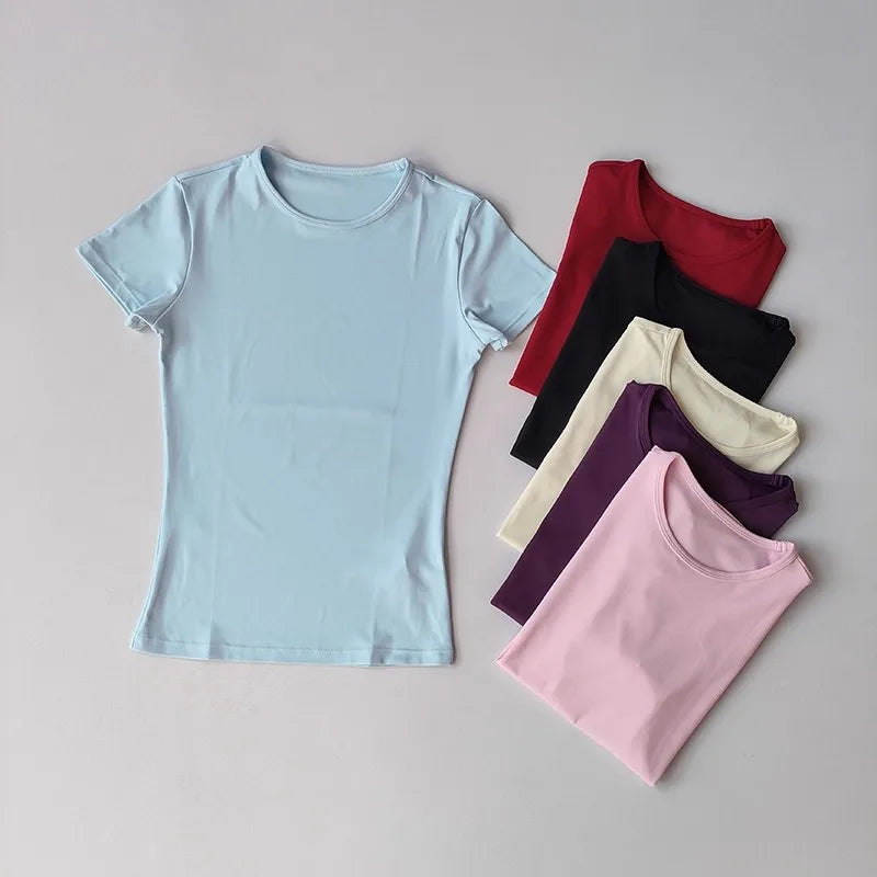 T-shirt de sport d'extérieur pour femmes, yoga, fitness, course à séchage rapide, entraînement, vêtements de sport pour femmes, vêtements d'exercice