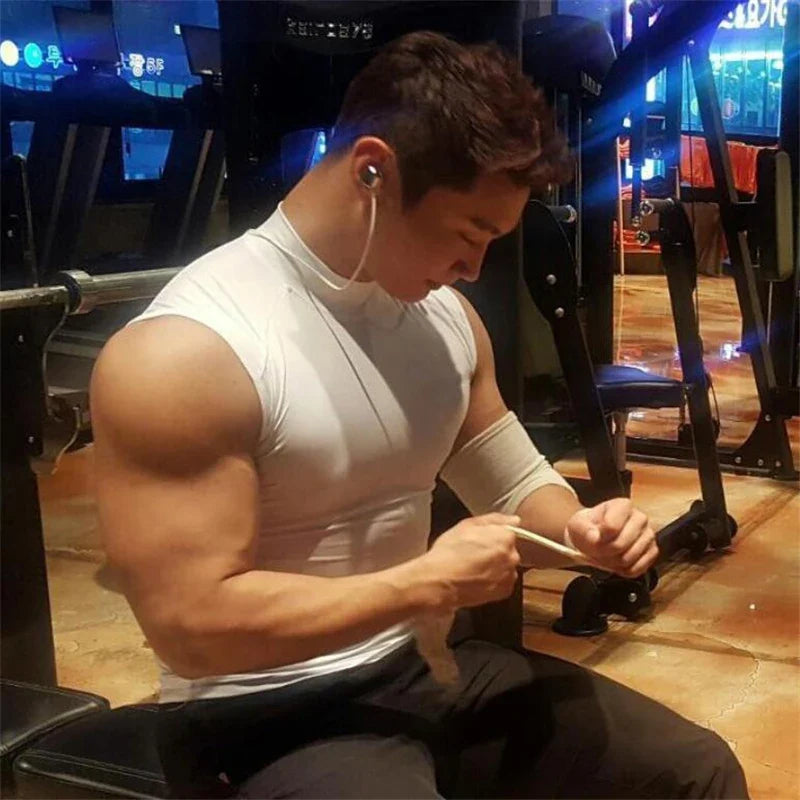 Débardeurs de compression de sport sans manches pour hommes, haut de musculation moulant, vêtements de fitness, gilets de sport pour hommes, débardeurs de musculation