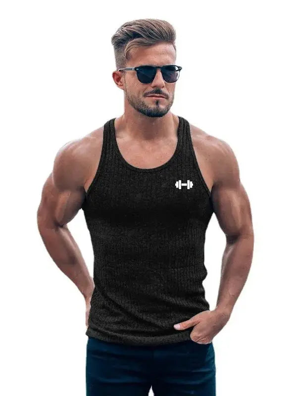 Débardeurs de fitness pour hommes, musculation, coupe ajustée, sans manches, chemise d'entraînement, mode, rayures verticales, tricoté, séchage rapide