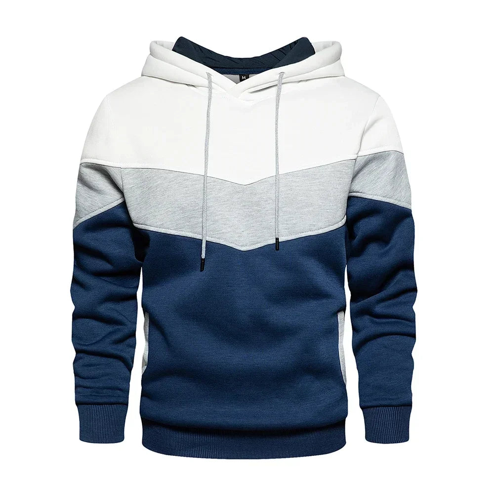 Sweat à capuche patchwork pour homme Vêtements à capuche décontractés amples en polaire chauds Streetwear Mode masculine Vêtements de sport d'automne et d'hiver