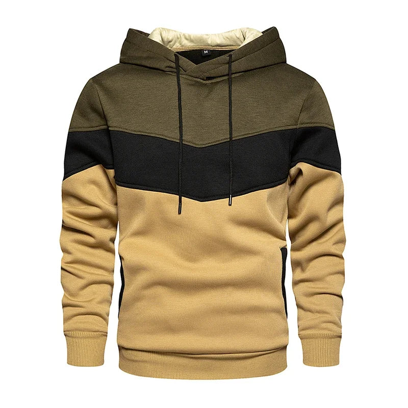 Sweat à capuche patchwork pour homme Vêtements à capuche décontractés amples en polaire chauds Streetwear Mode masculine Vêtements de sport d'automne et d'hiver