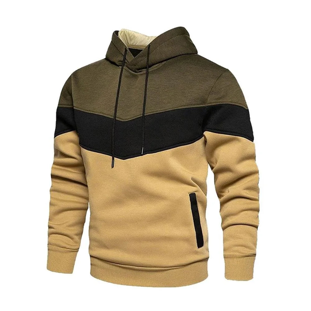 Sweat-shirt à capuche patchwork pour homme, pulls décontractés amples en molleton chaud, streetwear masculin, mode automne hiver, vêtements de sport d'extérieur