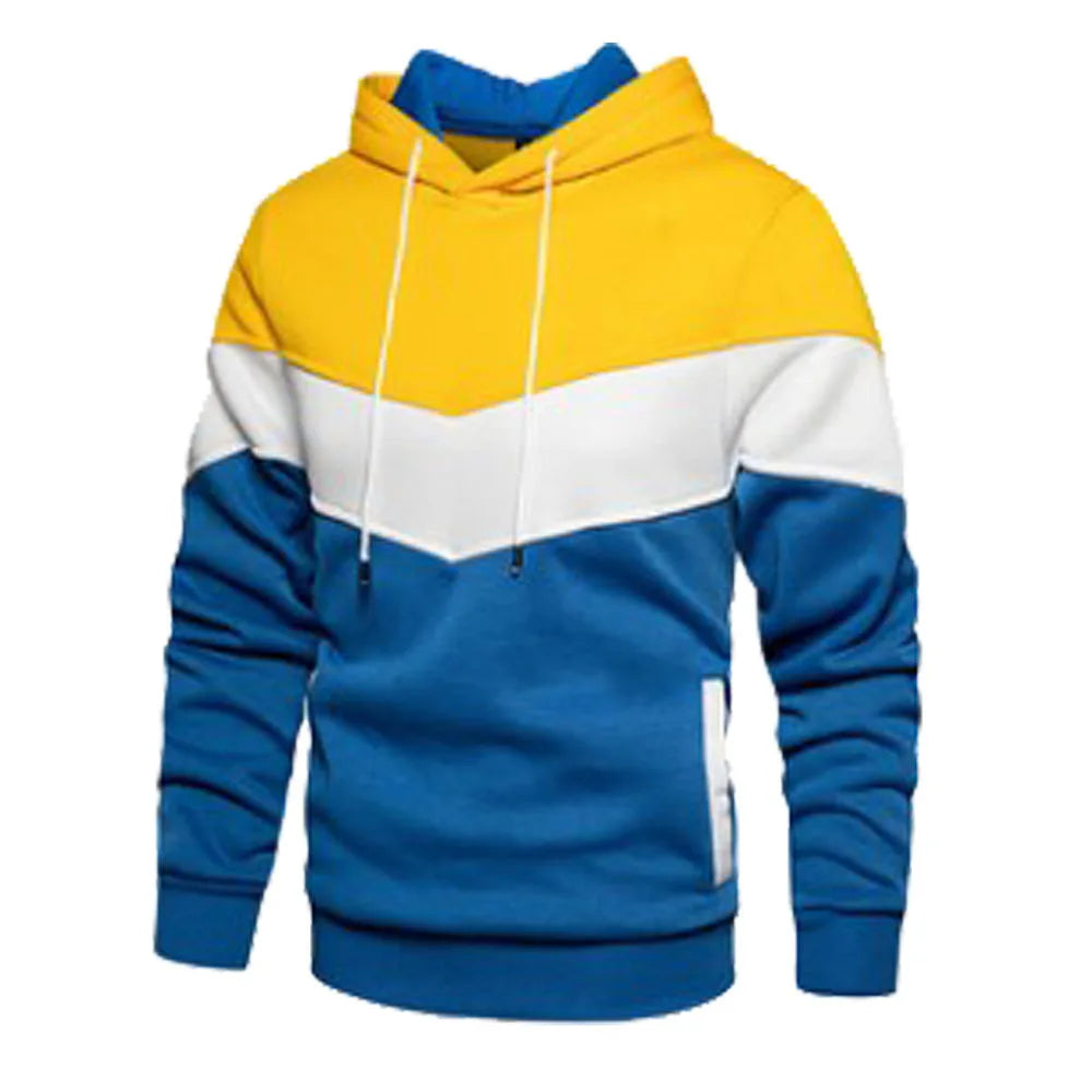 Sweat-shirt à capuche patchwork pour homme, pulls décontractés amples en molleton chaud, streetwear masculin, mode automne hiver, vêtements de sport d'extérieur
