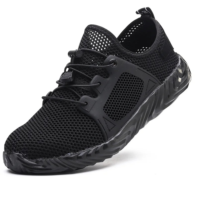 Chaussures de travail en maille pour hommes Baskets légères à embout en acier Bottes de travail indestructibles Chaussures de sécurité respirantes Bottes de travail de construction Chaussures