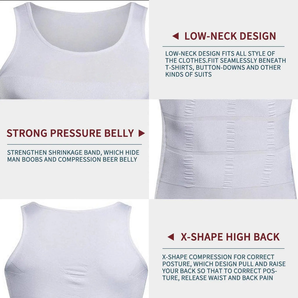 Gilet de Corps Amincissant Homme Débardeur Musculation Débardeurs Ventre Plat Maillots de Corps Débardeur Gainant Sous-vêtement Thermique Compression