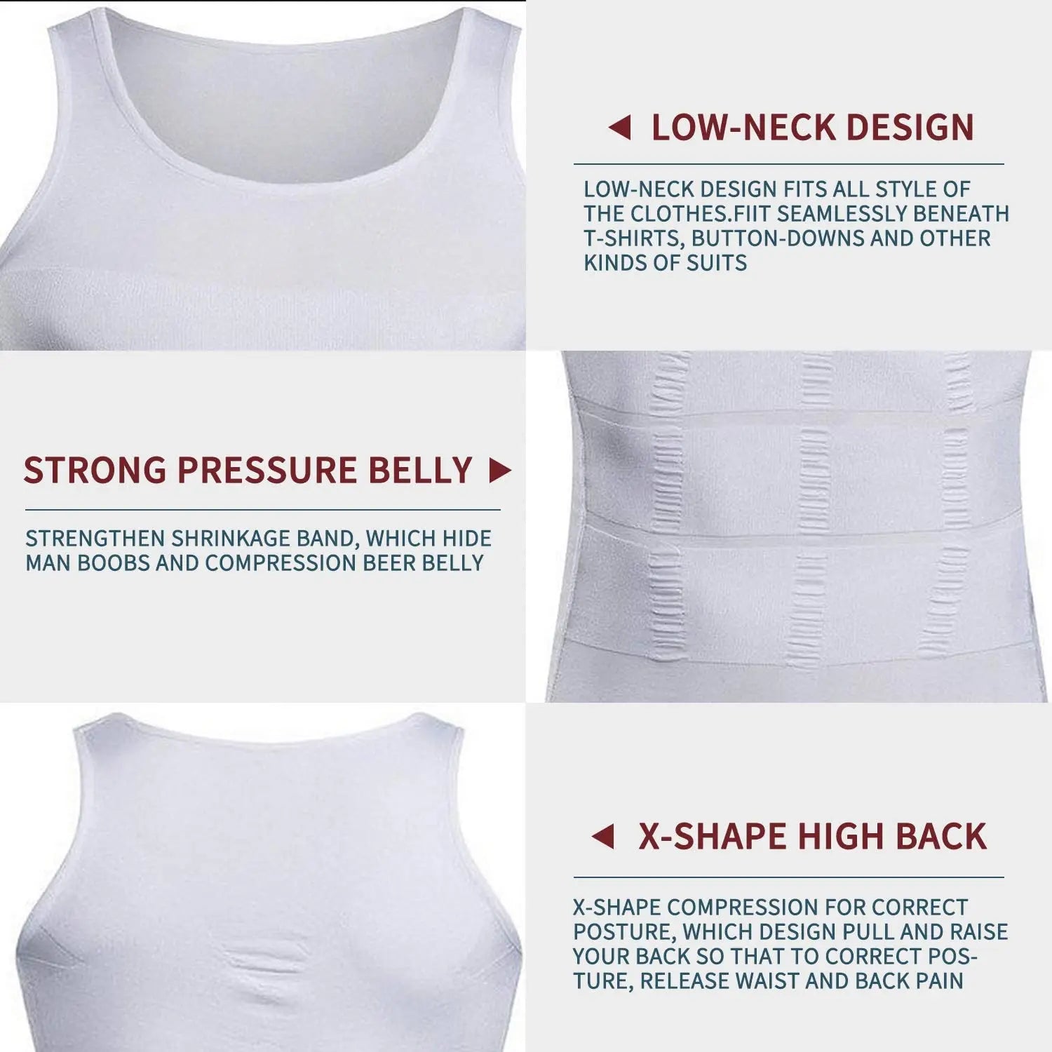 Gilet de Corps Amincissant Homme Débardeur Musculation Débardeurs Ventre Plat Maillots de Corps Débardeur Gainant Sous-vêtement Thermique Compression