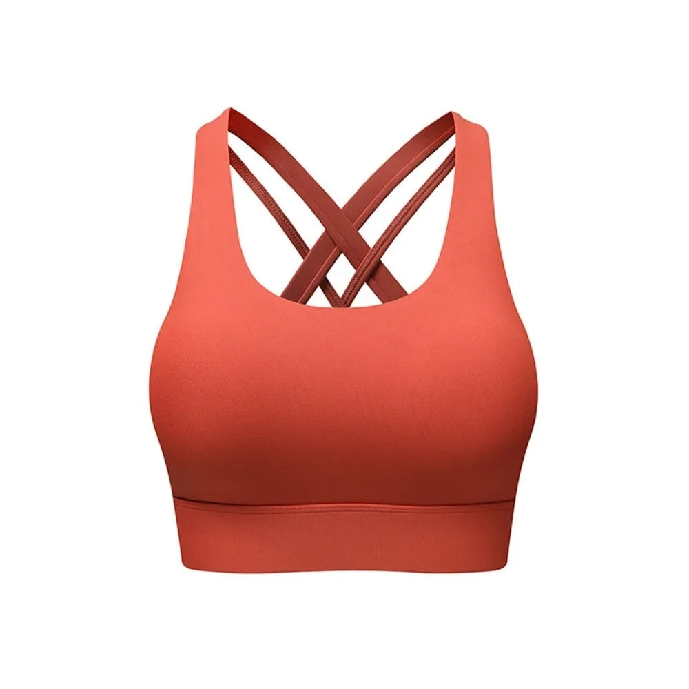 Soutien-gorge de sport confortable pour le yoga, brassière à bonnets fixes, débardeur, sous-vêtement de fitness sans couture, absorbant la transpiration, pour femme
