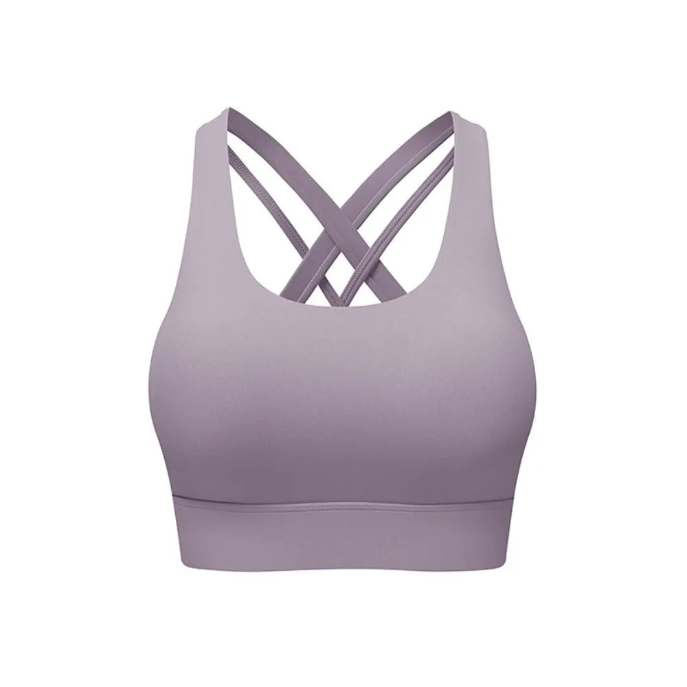 Soutien-gorge de sport confortable pour le yoga, brassière à bonnets fixes, débardeur, sous-vêtement de fitness sans couture, absorbant la transpiration, pour femme