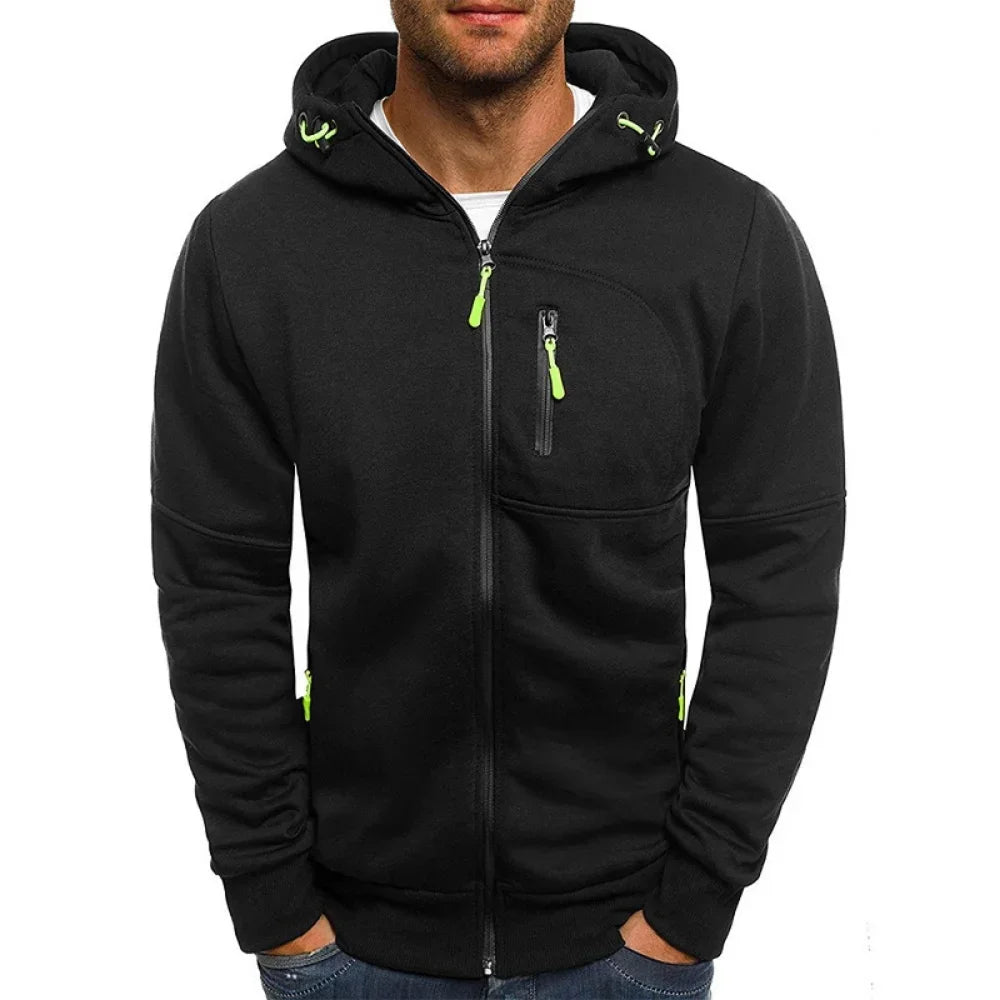 Hoodies Hommes Sweat-shirt à Manches Longues à Fermeture Éclair Sweat à Capuche pour Hommes Vêtements de Sport Coupe Ajustée Veste Décontractée