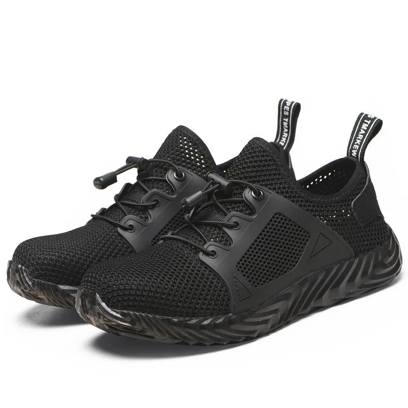 Chaussures de travail en maille pour hommes Baskets légères à embout en acier Bottes de travail indestructibles Chaussures de sécurité respirantes Bottes de travail de construction Chaussures