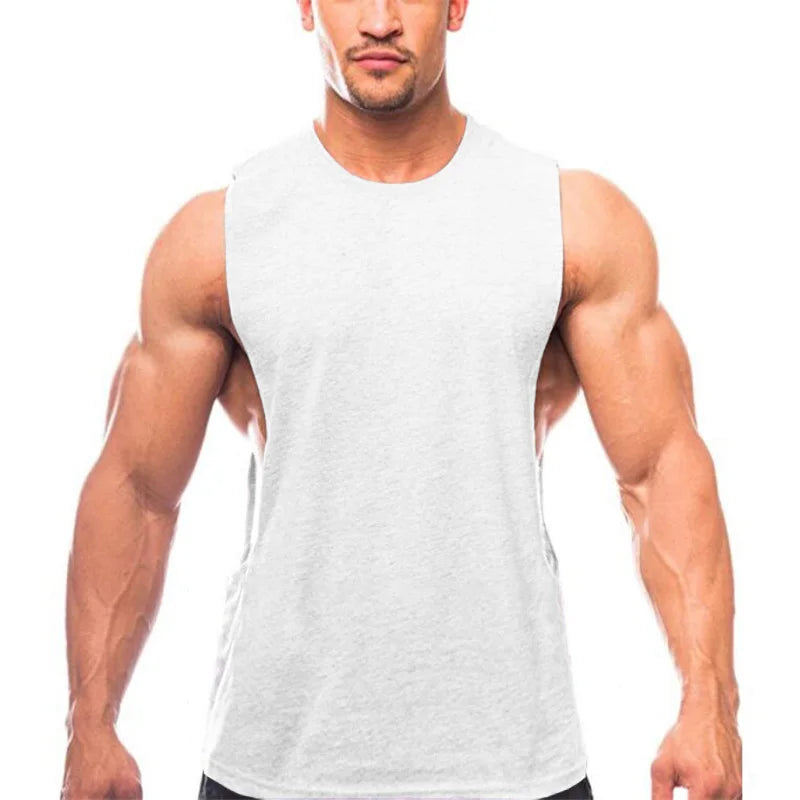 Débardeurs homme coupe débardeur côtés découpés emmanchures basses sans manches pour le sport, le fitness, le jogging en extérieur