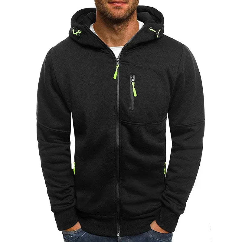Hoodies Hommes Sweat-shirt à Manches Longues à Fermeture Éclair Sweat à Capuche pour Hommes Vêtements de Sport Coupe Ajustée Veste Décontractée